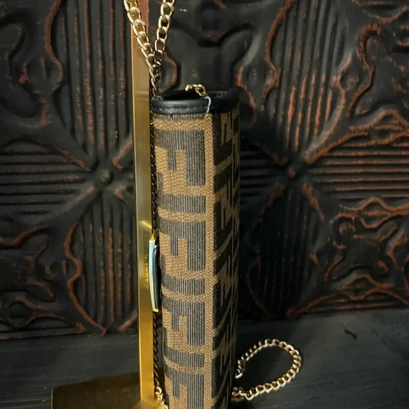 Fendi Brown Monogram Crossbody with Gold Chain Strap - Picture 3 of 16